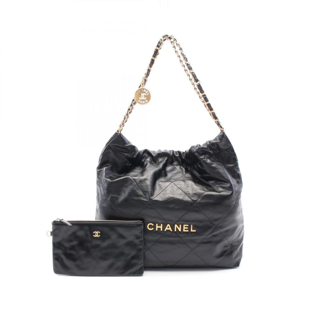 Chanel Matelasse Shoulder Bag Leather Black